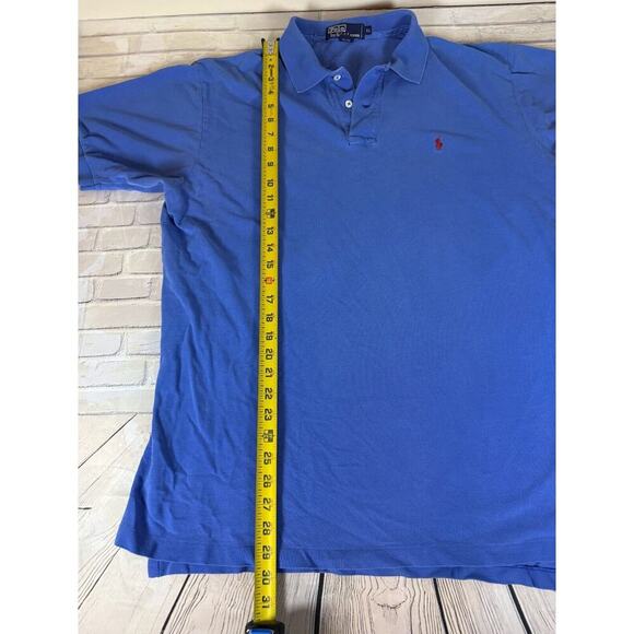 Men's POLO RALPH LAUREN Blue Cotton Polo Shirt Size XL - Picture 4 of 5